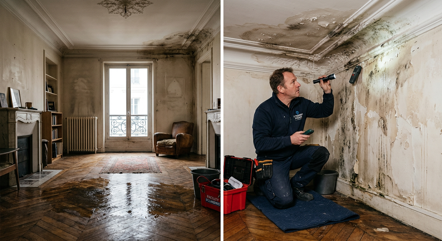 Intervention urgente dégât des eaux dans un appartement à Palaiseau