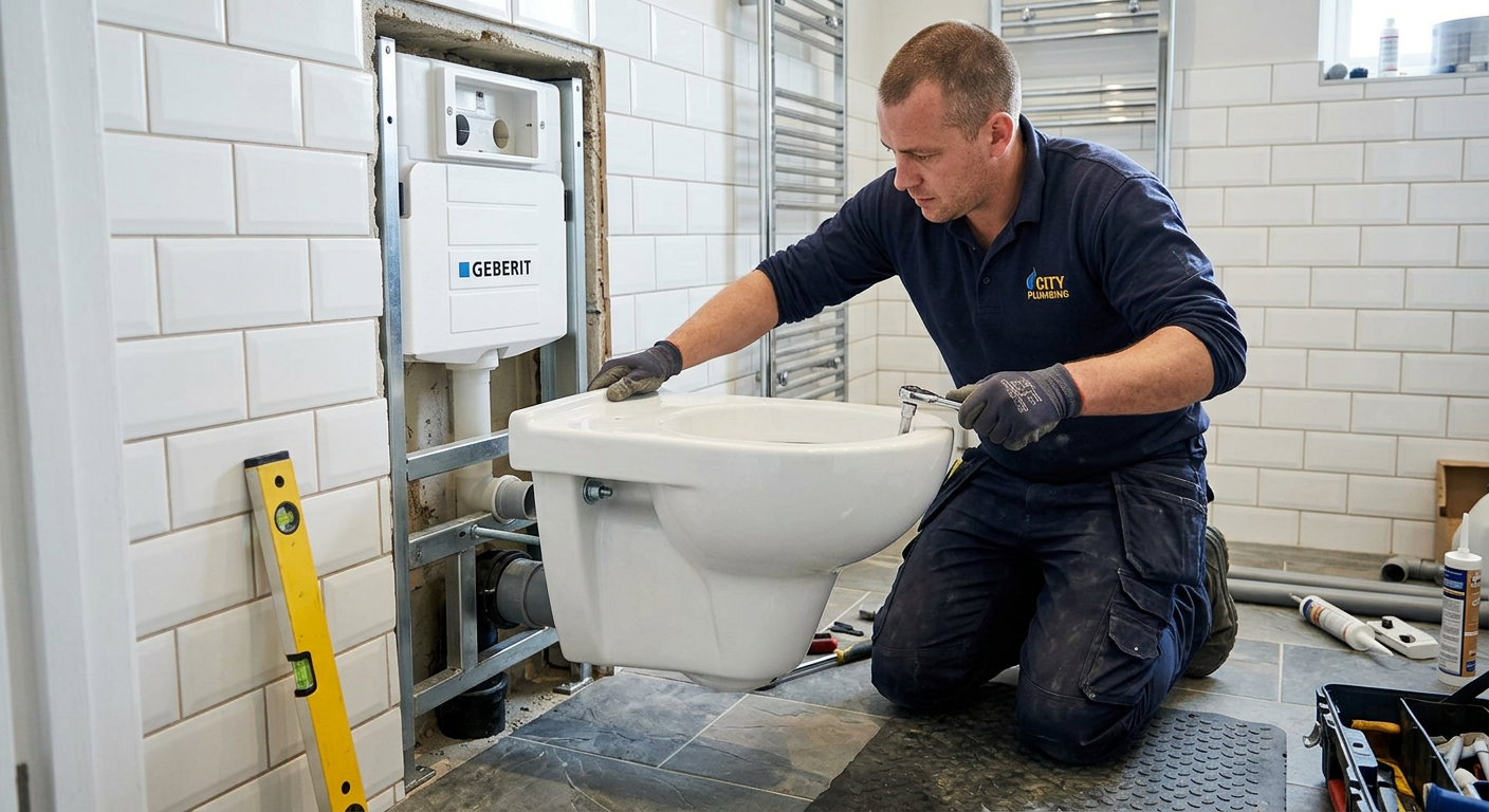Pose de WC suspendu par un plombier professionnel à Palaiseau 91