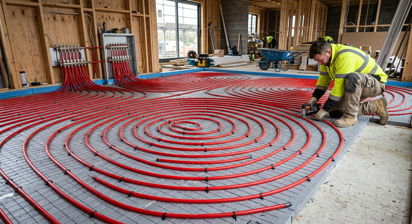 Installation de plancher chauffant hydraulique dans un logement à Palaiseau 91