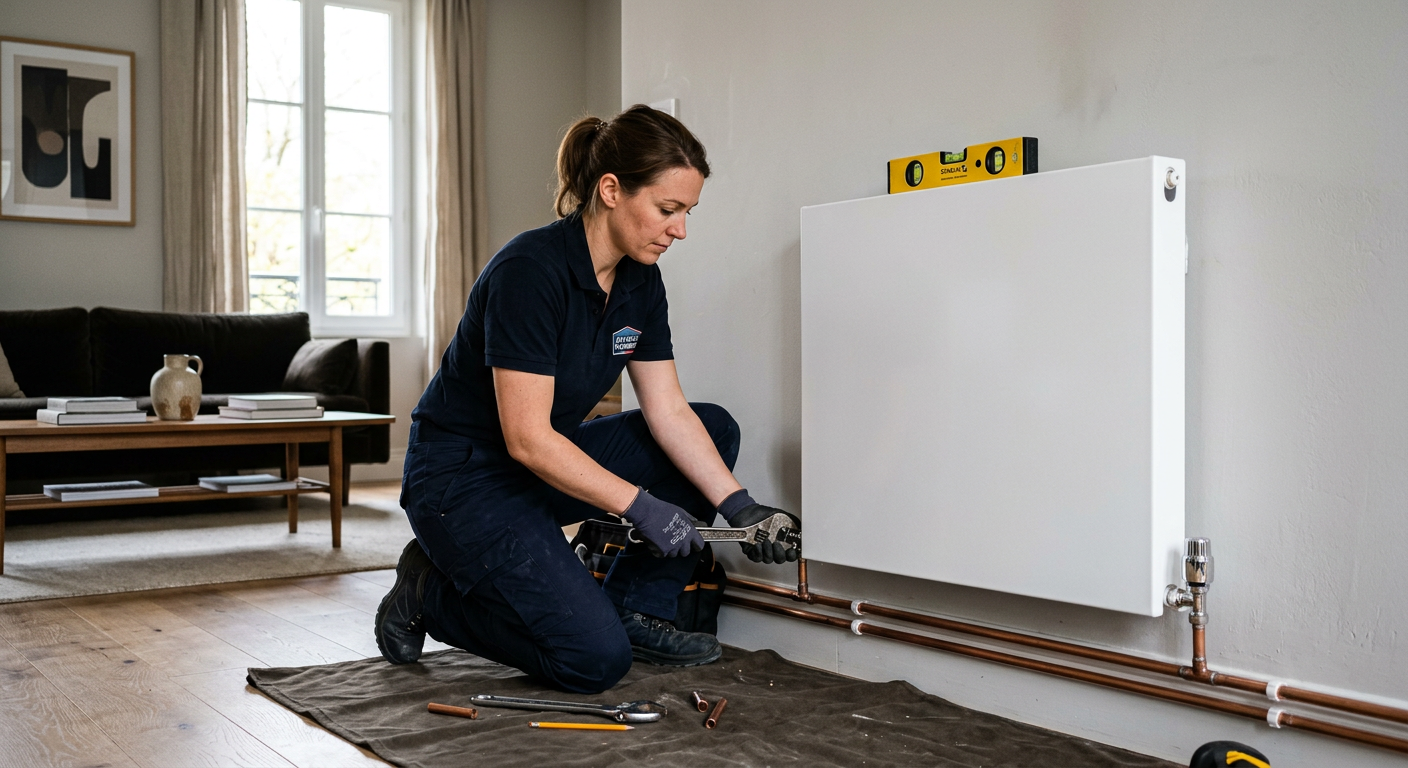 Installation de radiateur avec robinet thermostatique à Palaiseau 91