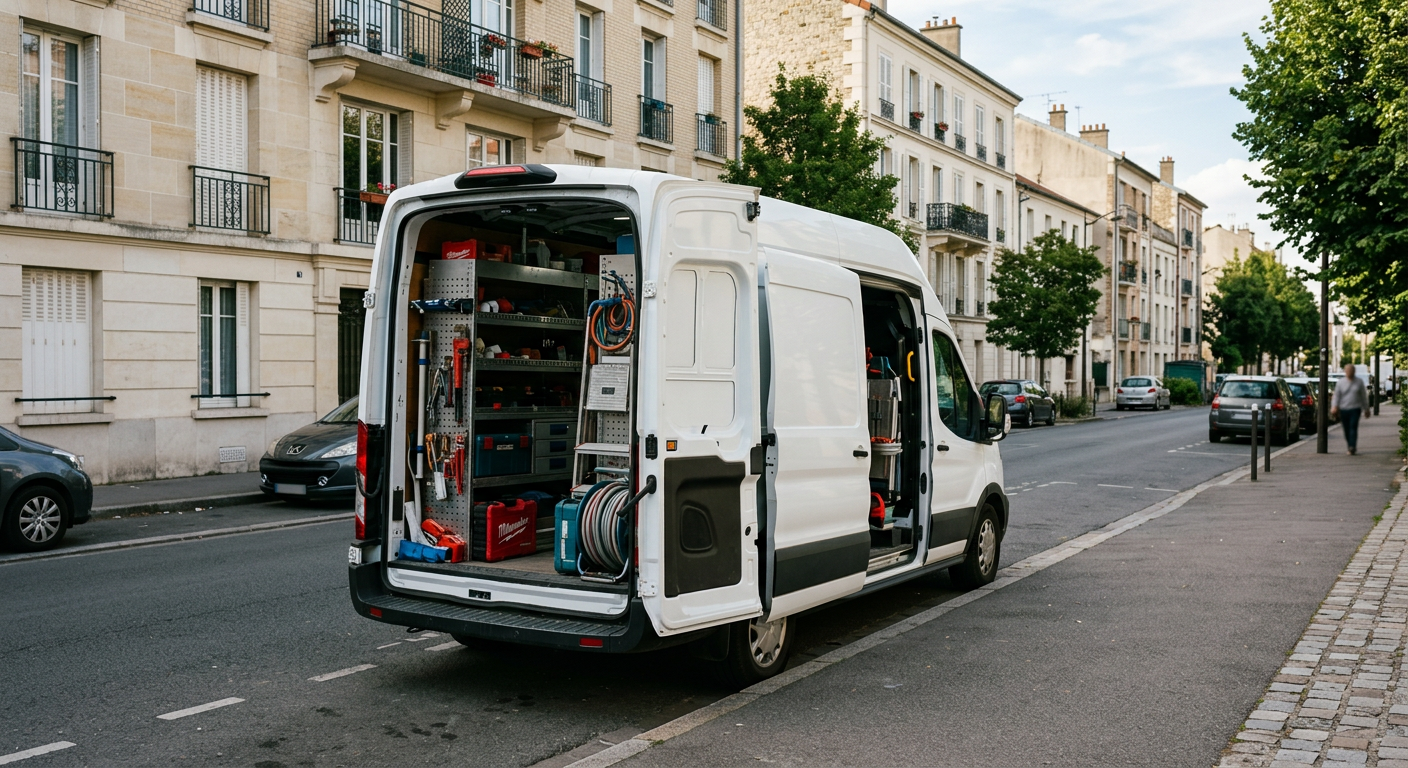 Camionnette Allo Plombier Palaiseau en intervention dans l'Essonne sud
